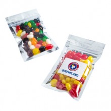 SILVER ZIP LOCK BAG WITH JELLY BEANS 50G